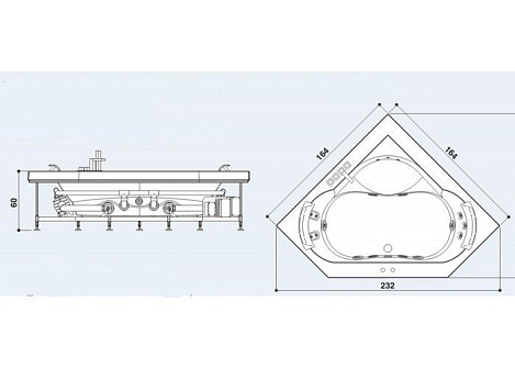 Акриловая ванна Jacuzzi Aura 164x164 9443-740A