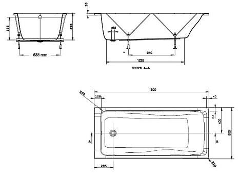 Акриловая ванна Jacob Delafon ODEON UP 180x90 E6058-00