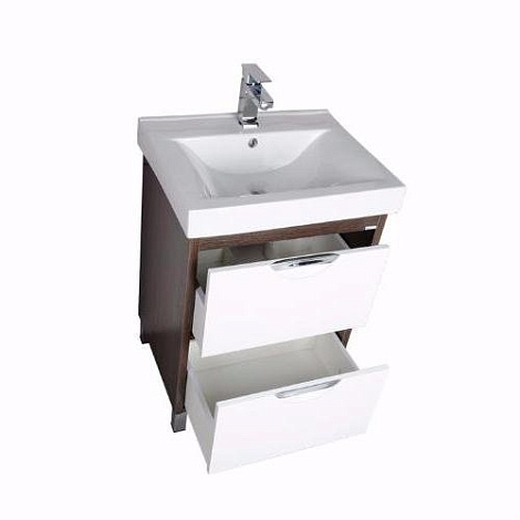 Тумба с раковиной Aquanet Гретта 60 (171595+169710) белый/венге