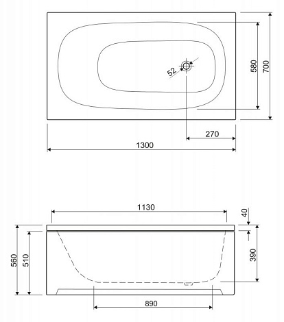 Каркас для ванны Cezares ECO 170 EMP-170-70-MF