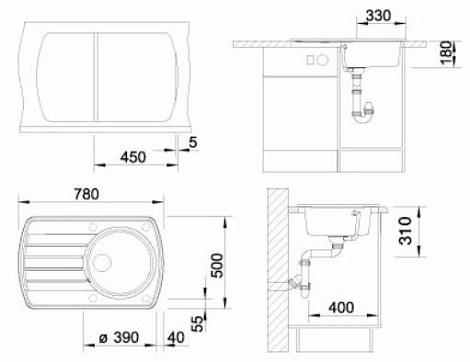 Кухонная мойка Blanco RONDOVAL 45S SILGRANIT PuraDur 515763, алюметаллик