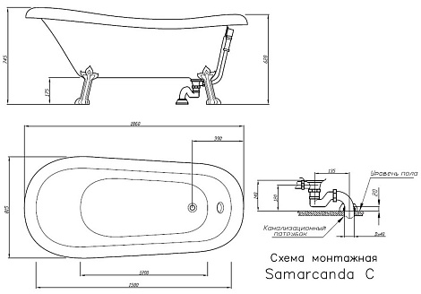Акриловая ванна Doctor Jet Samarcanda 186x81.5 DJ-SA бронза
