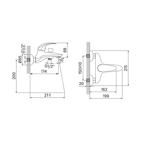 Смеситель для ванны IDDIS Leaf LEASB00i02WA