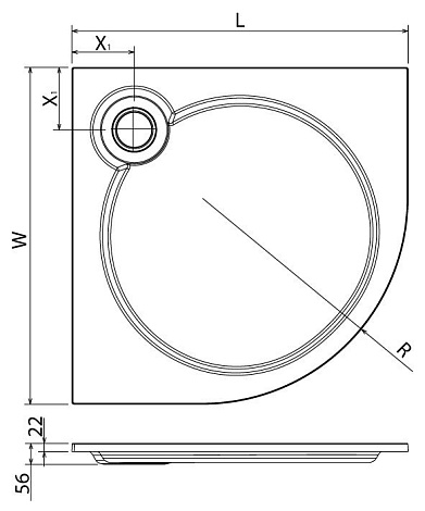 Душевой поддон Cezares TRAY-S-R-80-550-56-TR