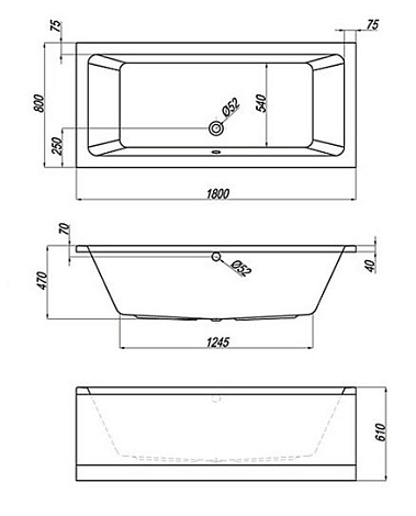 Акриловая ванна Kolpa Elektra 180 Basis 180x80