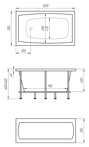 Акриловая ванна Marka One Viola 120x70 01ви1270