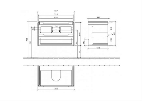 Тумба под раковину Villeroy&Boch Subway 2.0 A69600DH, белый глянец