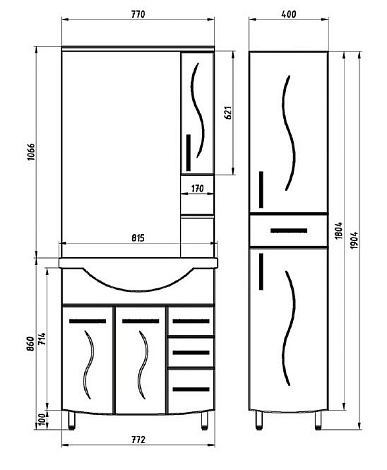 Тумба с раковиной ASB Mebel Грета 80 9937+15458 напольная