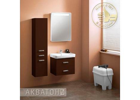 Комплект мебели Aquaton Америна 60 L (1A135401AM430) темно-коричневый (Тумба+раковина+зеркало)