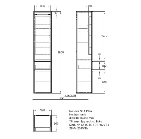 Шкаф-пенал Keramag Renova Nr.1 Plan 869003000