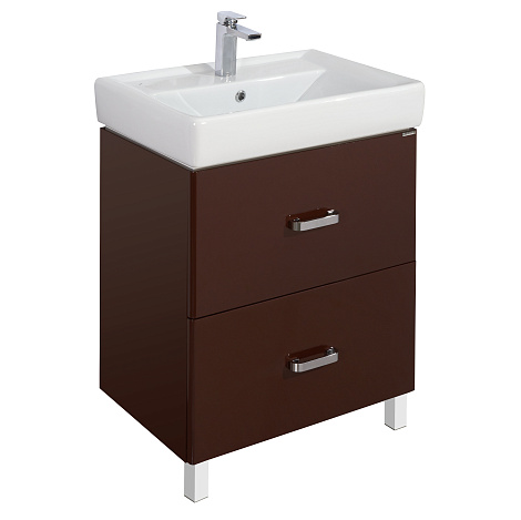 Комплект мебели Aquaton Америна 60 Н R (1A169201AM430) темно-коричневый (Тумба+раковина+зеркало)