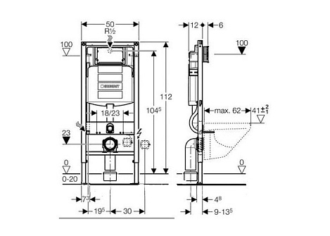Инсталляция для унитаза Geberit Duofix 111.300.00.5