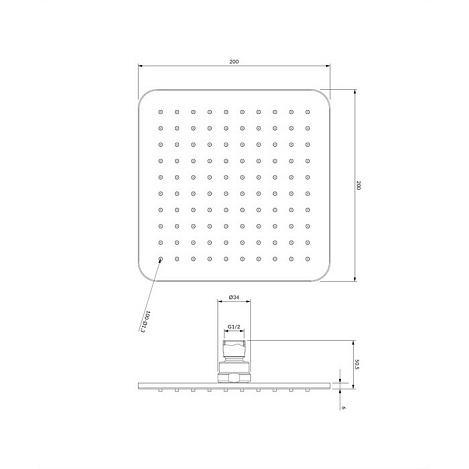 Верхний душ Omnires WG220/OBL 20х20 см черный