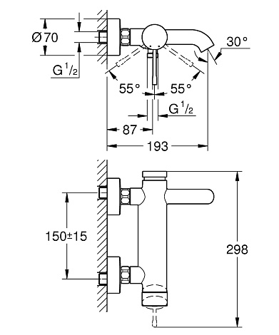 Смеситель для ванны GROHE  Essence+ 33624DL1