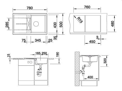 Кухонная мойка Blanco METRA 45 S SILGRANIT PuraDur 513027, алюметаллик