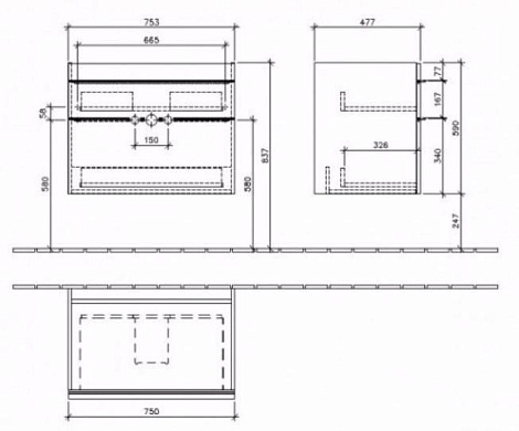 Тумба с раковиной Villeroy&Boch Venticello A925 04E8+41048LR1, белое дерево