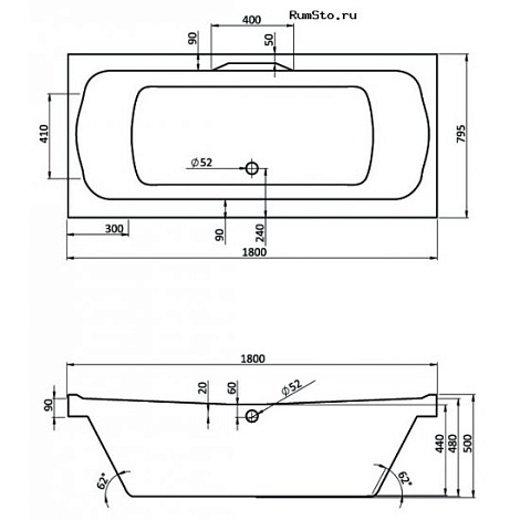 Ванна акриловая Santek Корсика 180x80 1WH112396