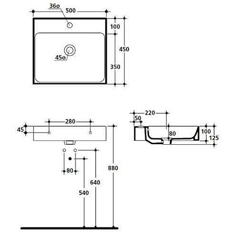 Раковина KERASAN Cento 50 3530bi*1