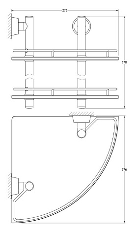 Полка угловая 2-х ярусная 28 cm FBS Vizovice VIZ 072