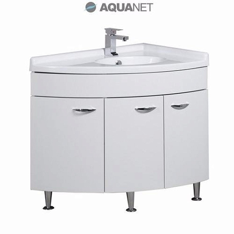 Тумба с раковиной Aquanet Корнер 80 (158825+158989) правосторонняя белая