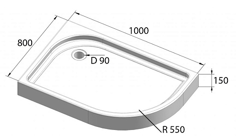 Душевой поддон Tray BelBagno TRAY-BB-RH-120/80-550-15-W-L