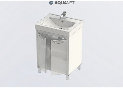 Тумба с раковиной Aquanet Гретта 60 (171554+169710) белый/светлый дуб