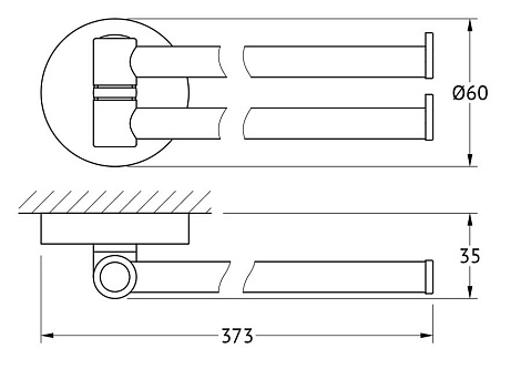 Держатель полотенец поворотный двойной 37 cm ELLUX Elegance ELE 016