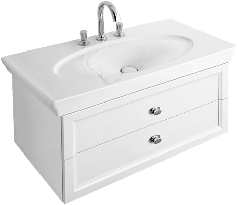 Тумба с раковиной Villeroy&Boch La Belle A58410DJ+6124A1R1, бриллиантовый белый