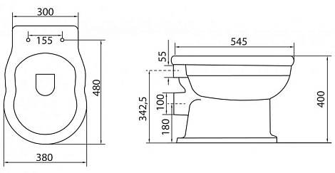 Приставной унитаз BelBagno BOHEME BB115CB