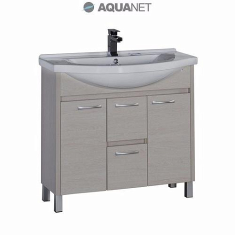 Тумба с раковиной Aquanet Донна 90 (169181+168865) белый дуб