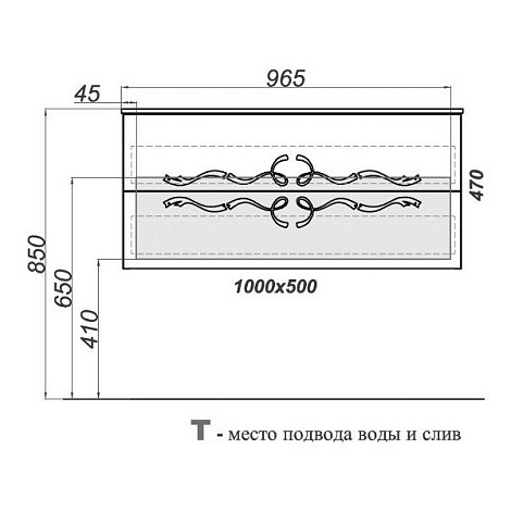 Тумба под раковину Clarberg Due amanti 99 (Due.01.10/W/CR), белый