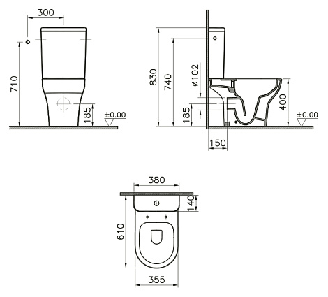 Унитаз Vitra Zentrum Rim-Ex 9824b003-7207