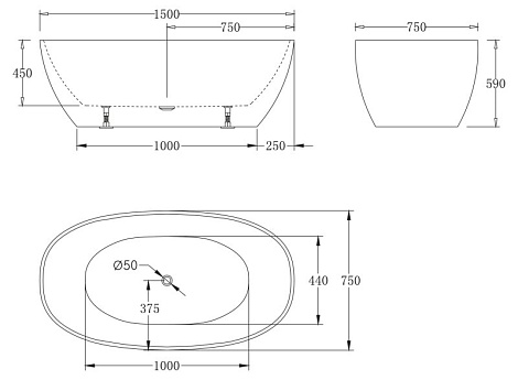 Акриловая ванна BelBagno 150x75 BB81-1500