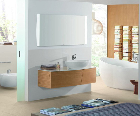 Комплект мебели Villeroy&Boch Aveo New Generation A845GFGG+413260R2+A39810GF, чистый дуб (тумба+раковина+зеркало)