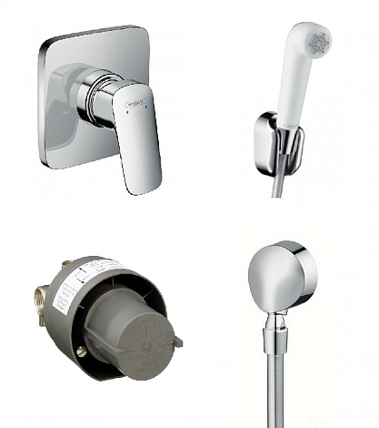 Комплект смесителей с гигиеническим душем hansgrohe Logis 71604000+13620180+27454000+32127000