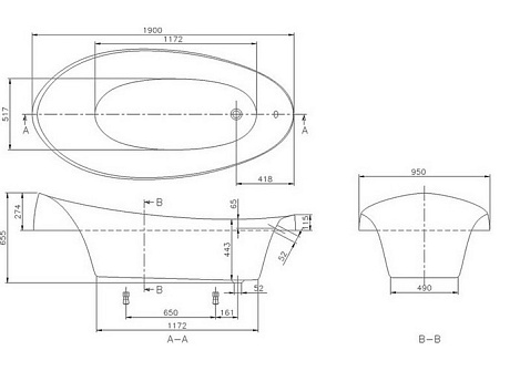Квариловая ванна Villeroy&Boch Aveo 190x95 BQ194AVE9PDV-01