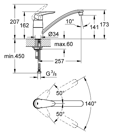 Смеситель для кухни Grohe Eurodisc 33770001