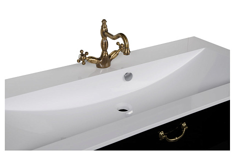Тумба с раковиной Aquanet Виктория 120 (183930+164747), Черный/золото