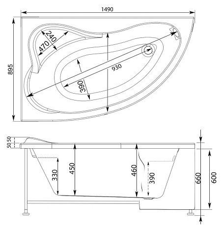 Акриловая ванна Aquanet Atlanta 150x90 203902 L