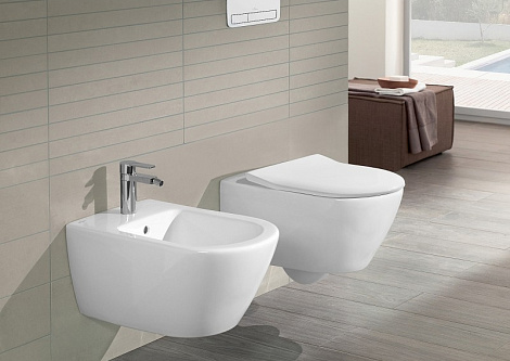 Подвесной унитаз Villeroy&Boch Subway 2.0 PLUS 5614R2R1 (5614R0R1+9M78S101) с сиденьем