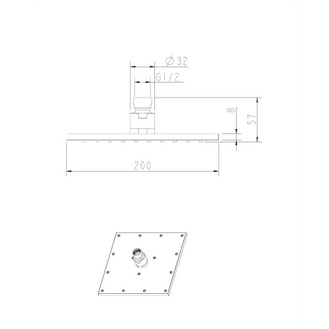 Верхний душ Omnires WG220CR 20х20 см хром