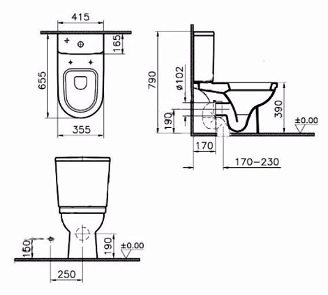 Чаша напольного унитаза Vitra Form 300 5226B003-0075