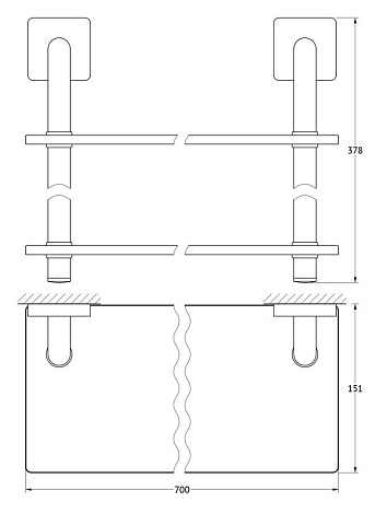 Полка 2-х ярусная 70 cm ELLUX Avantgarde AVA 038