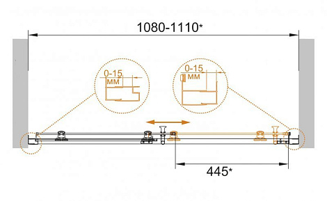 Душевая дверь в нишу Cezares ECO-BF-1-110-C-Cr (ECO-O-BF-1-110-C-Cr)