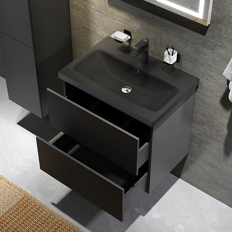 Комплект мебели для ванной комнаты AM.PM Gem 60 BK90GM черный матовый