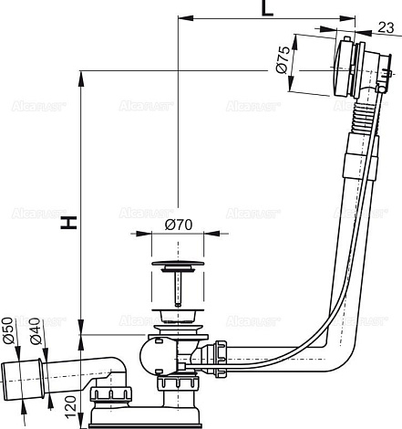 Слив-перелив для ванны Alcadrain A552KM автомат комплект