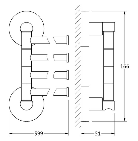 Держатель полотенец поворотный четверной 40 cm ARTWELLE Harmonie HAR 025