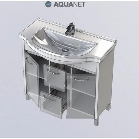 Тумба с раковиной Aquanet Донна 90 (169181+168865) белый дуб
