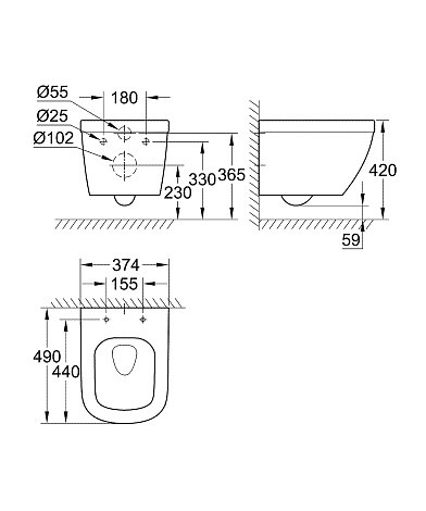 Подвесной унитаз Grohe Euro Ceramic 39206000