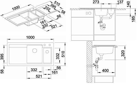 Кухонная мойка Blanco AXON II 6 S Ceramic PuraPlus 524148, базальт